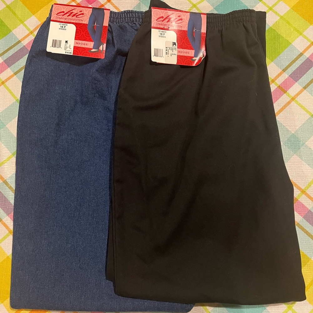 Chic Comfort Collection Pull-On Jeans, Size 18P, Bundle of 2 NWT!